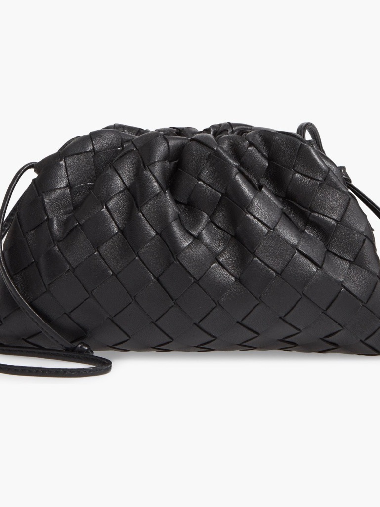 Bottega Veneta Black Woven Leather Crossbody Pouch